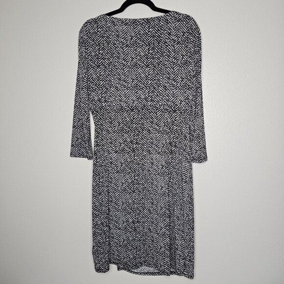 Ralph Lauren 14 Grey Patterned Sheath Dress Cocktail Office Career 3/4 Sleeve - Picture 6 of 6